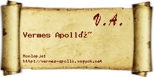 Vermes Apolló névjegykártya